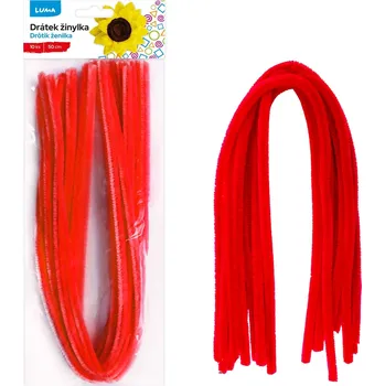 Drátek žinylka Luma 500 x 8mm, červený 10ks