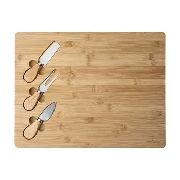 Kuchyňský nůž DESKA BAMBUSOWA DO SERÓW, 3 NOŻE DO SERA, 39X30X2 CM