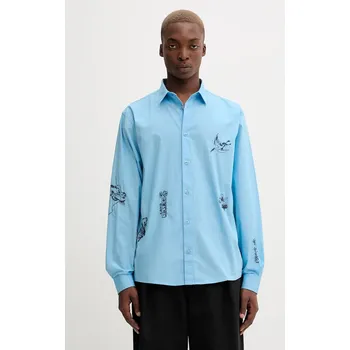 Pánská košile Bavlněná košile Desigual LUCCA pánská, modrá barva, regular, s klasickým límcem, 25WMCW32 50X, vel. M