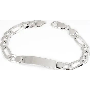 Náramek Pánský stříbrný náramek s destičkou figaro 22 cm 71087F + dárek zdarma