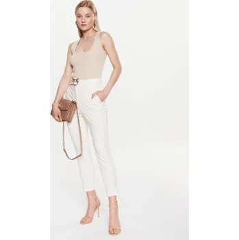 Pinko Kalhoty z materiálu 100309 A0KD Écru Regular Fit 40
