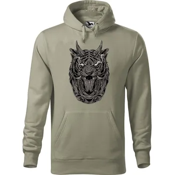 Pánská mikina Pánská mikina s potiskem Tygr robot Velikost (muž): 3XL, Vyberte barvu: Světlá khaki