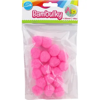 Výtvárné potřeby Bambulky Luma růžové, 18ks, 25mm