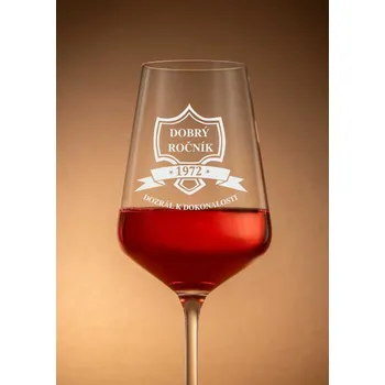 Sklenice Sklenička na víno "ETIKETA", 1 ks (Do poznámky v nákupním košíku napište požadovaný rok)