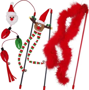 Hračka pro kočku Nobby ToyBox Vánoční udice 45 cm + 90 / 117 cm 18 ks