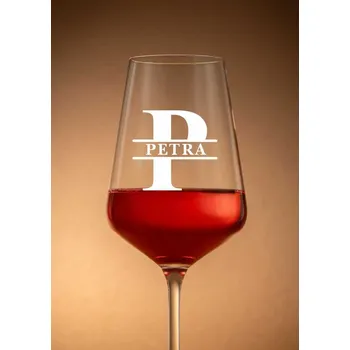 Sklenice Sklenička na víno "PÍSMENKO", 1ks (Do poznámky v nákupním košíku napište požadované jméno)