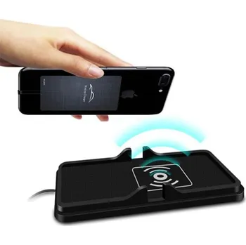 Bezdrátová nabíječka / Qi nabíjecí podložka pro Apple iPhone do auta - protiskluzová - černá