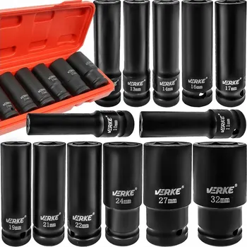 Gola sada Nástrčné rázové hlavice dlouhé 1/2" 13 ks 10-32mm, Verke V39466