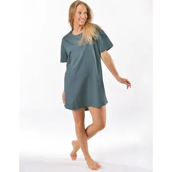 Dámské noční prádlo GINA dámské maxitriko dámské krátký rukáv, šité, s potiskem Pyžama 2025 19166P - tm. šedá jogurtová - XXXL