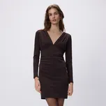 Reserved - Nabírané šaty - tmavě hnědá - 147IV-89X - 147IV-89X-M