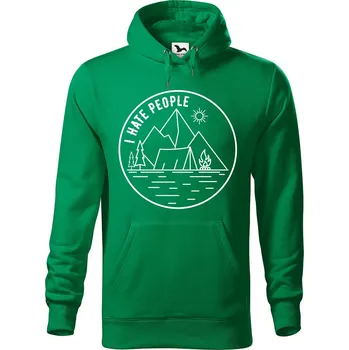 Pánská mikina Pánská mikina s potiskem I hate people Velikost (muž): L, Vyberte barvu: Středně zelená