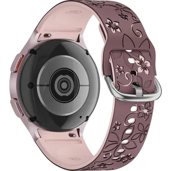 Příslušenství k chytrým hodinkám Gravírovaný květinový řemínek pro Samsung Galaxy Watch 4/5/6 Barva: Fialovo-růžový