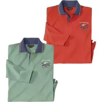 Pánské tričko Atlas For Men Sada 2 polokošil s dlouhým rukávem Oranžová 5XL