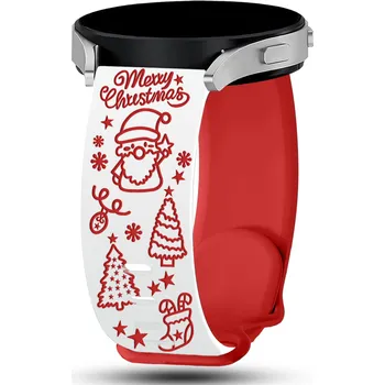 Řemínek na hodinky Vánoční gravírovaný řemínek 20mm Barva: Bílo-Červený