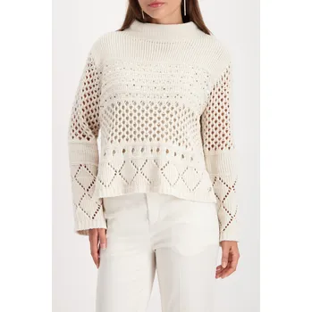 Dámská mikina Svetr Monari 809498 krémový s flitry Velikost: 40