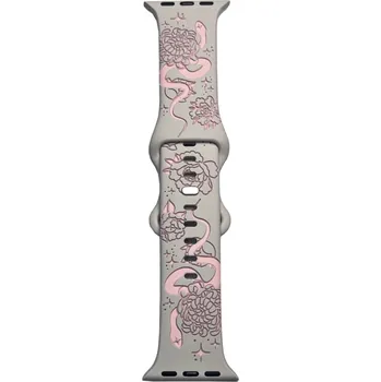 Příslušenství k chytrým hodinkám Gravírovaný řemínek had pro Apple Watch 42/44/45/46/49mm Barva: Béžovo-růžový