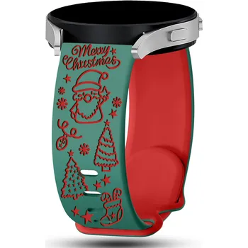 Chytré hodinky Vánoční gravírovaný řemínek 22mm Barva: Zeleno-červený