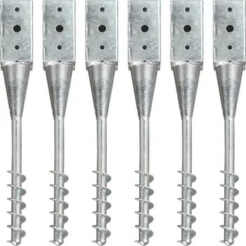 Příslušenství pro plot vidaXL Kotvící hroty 6 ks stříbrné 10 x 10 x 57 cm pozinkovaná ocel