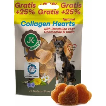 Krmivo pro psa Kolagenová srdíčka s kořenem pampelišky, heřmánkem a inulinem, +25 % Gratis, 100 g JK Animals JK45400