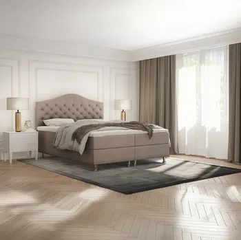 Postel SFAB Kontinentální čalouněná postel MARS (140x200 cm) Látka Velutto: Velutto 02 - Béžová