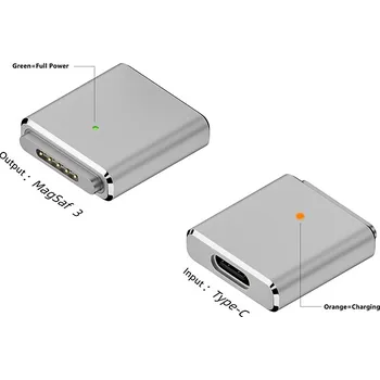 Datový kabel Přepojka / redukce pro Apple MacBook - USB-C / MagSafe 3 - kovová - přímá - stříbrná