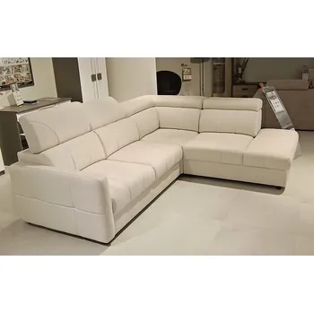 Sedací souprava Dolmar Rohová sedací souprava Senso – látka Ema 03, moderní světlá sedačka s polohovacími opěrkami skladem