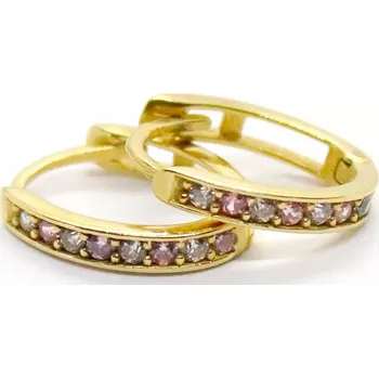 Náušnice Klenoty Budín Dívčí zlaté kruhové náušnice se zirkony oválky 585/0,97gr HK2413 (Klenoty Budín Dívčí zlaté kruhové náušnice se zirkony oválky 585/0,97gr HK2413)