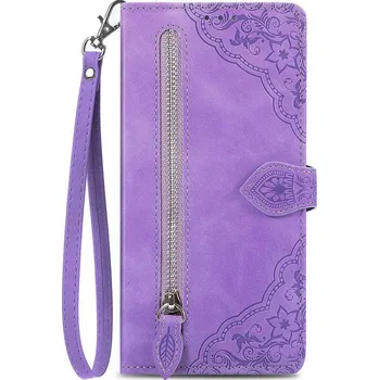 Pouzdro na mobilní telefon Pouzdro Samsung A16 knížkové se zipem fialové (kryt neboli obal na Samsung A16)
