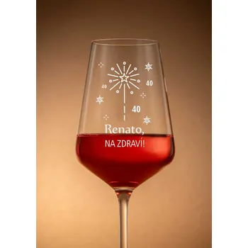 Sklenice Sklenička na víno "OHŇOSTROJ", 1ks (Do poznámky v nákupním košíku napište požadované jméno a číslo)