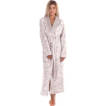 Dámský župan dámský župan Flora se šálovým límcem L Dove grey vzor