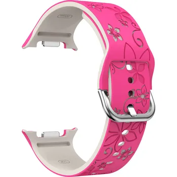 Příslušenství k chytrým hodinkám Gravírovaný květinový řemínek pro Samsung Galaxy Watch 8 Barva: Růžovo-béžový
