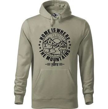 Pánská mikina Pánská mikina s potiskem Home is where Velikost (muž): S, Vyberte barvu: Světlá khaki