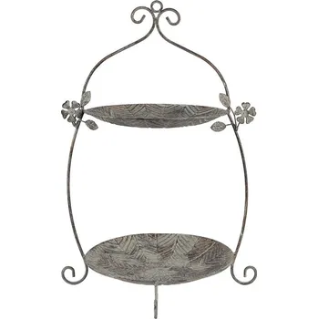 Zeleno-hnědý kovový dvoupatrový etažér - 34*32*50 cm