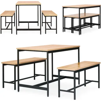 Nábytek Loftová jídelní sestava nábytku - stůl a 2 lavice do kuchyně nebo jídelny ModernHome