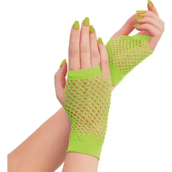 Karnevalový doplněk Retro neonové síťované rukavice - zelené