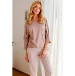 Béžové pyžamo s pruhovanými kalhotami Velikost: 2XL