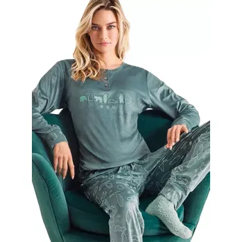 Dámské pyžamo Dámské semišové pyžamo Infiore 652868 laguna velikost L