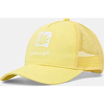 Čepice Dětská baseballová čepice United Colors of Benetton žlutá barva, s potiskem, 6XJNCA02L 6XJNCA02L.G.Seasonal 11X, vel. 52