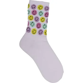Pánské ponožky Bílé tenisové ponožky s barevnými smajlíky Bee Happy – veselé a pohodlné ponožky