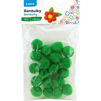 Výtvárné potřeby Bambulky Luma zelené, 18ks, 25mm