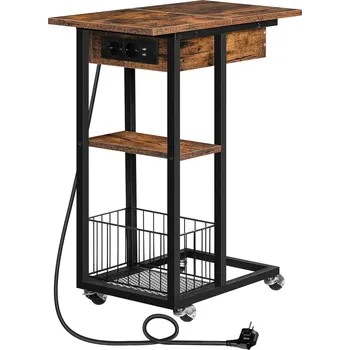 Konferenční stolek Odkládací stolek Vasagle Corby s nabíjecí stanicí hnědý/černý