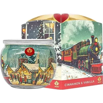 Vánoční dekorace Svíčka ve skle a boxu Vánoční vlak