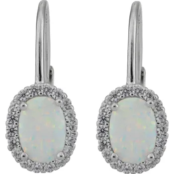 Náušnice Stříbrné náušnice bílý opál Expression