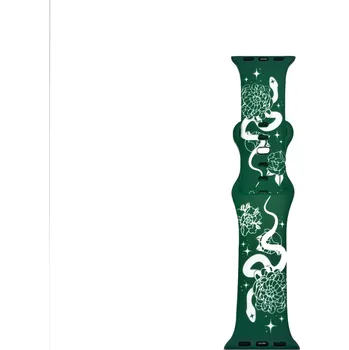 Chytré hodinky Gravírovaný řemínek had pro Apple Watch 42/44/45/46/49mm Barva: Zeleno-bílý