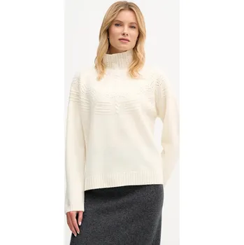 Dámský svetr Vlněný svetr Tommy Hilfiger dámský, béžová barva, s golfem, WW0WW47645 01X, vel. M