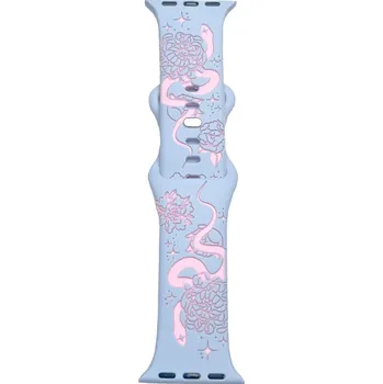 Příslušenství k chytrým hodinkám Gravírovaný řemínek had pro Apple Watch 38/40/41/42(S10)mm Barva: Světlemodro-růžový