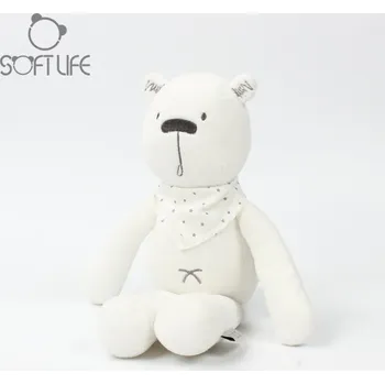 plyšák Plyšový medvídek s šálou, bílý, mazlíček, emoční společník, uklidňující hračka, dárek