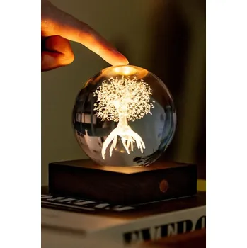 Stojací lampa Bezdrátová dekorativní LED lampa Gingko Design Amber Crystal Light 9,5 x 8 x 8 cm G025LT hnědá 89X