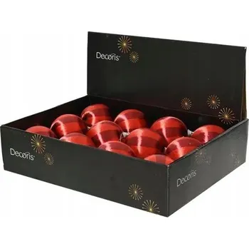 Vánoční dekorace Vánoční Koule polystyrenová červená s proužky 8 cm