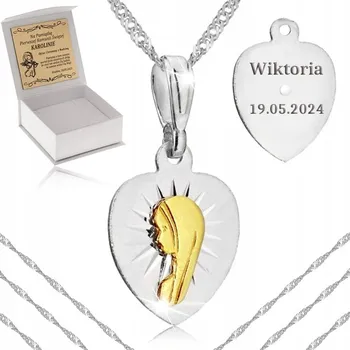 Náhrdelník STŘÍBRNÝ NÁHRDELNÍK K PRVNÍMU SVATÉMU PŘIJÍMÁNÍ ŘETÍZEK ZLACENÝ ŘETÍZEK, DÁREK 925, GRAVÍROVÁNÍ